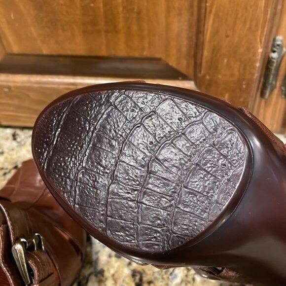 Caressa Fisher Mule size 8 brown, Leather upper & linings NEW 3” heel 4” w/sole - Picture 8 of 14